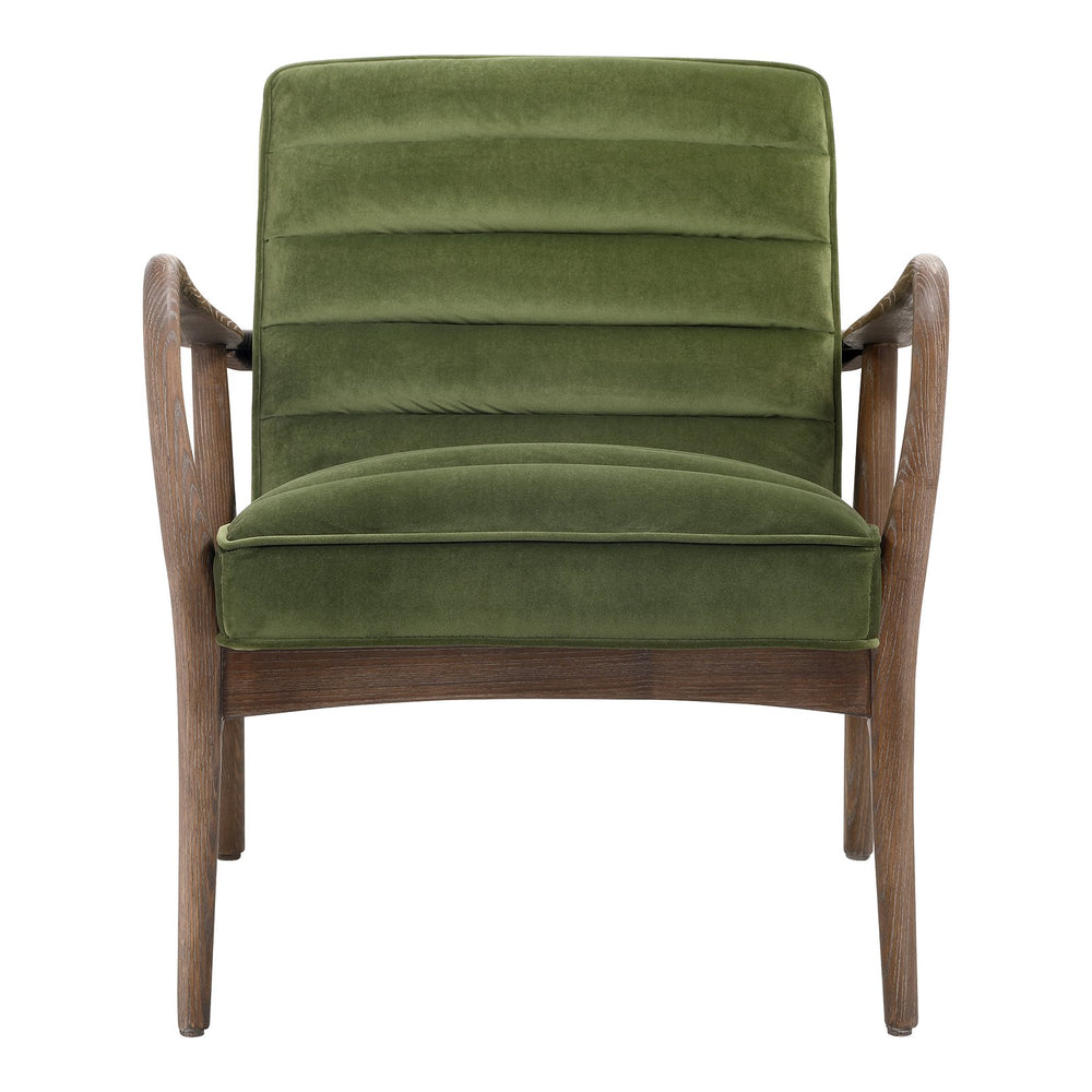 Moe's Home Anderson Armchair: Luxurious Dark Velvet Upholstery With Tufted Seating And Solid Ash Wood Frame Green Upholstery, 100% Polyester Fiber,Ash Wood Frame Pk-1098-27