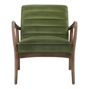 Moe's Home Anderson Armchair: Luxurious Dark Velvet Upholstery With Tufted Seating And Solid Ash Wood Frame Green Upholstery, 100% Polyester Fiber,Ash Wood Frame Pk-1098-27