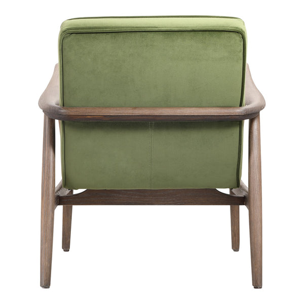 Moe's Home Anderson Armchair: Luxurious Dark Velvet Upholstery With Tufted Seating And Solid Ash Wood Frame Green Upholstery, 100% Polyester Fiber,Ash Wood Frame Pk-1098-27
