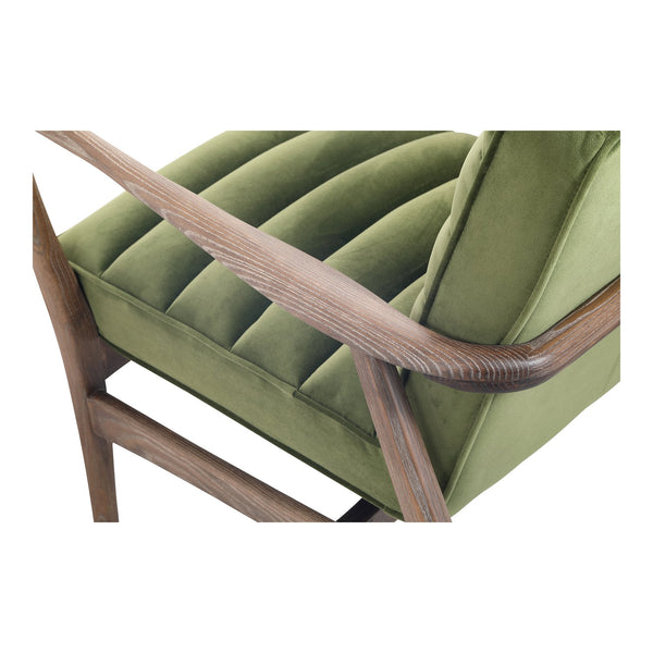 Moe's Home Anderson Armchair: Luxurious Dark Velvet Upholstery With Tufted Seating And Solid Ash Wood Frame Green Upholstery, 100% Polyester Fiber,Ash Wood Frame Pk-1098-27