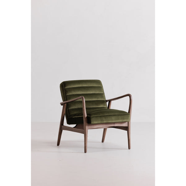 Moe's Home Anderson Armchair: Luxurious Dark Velvet Upholstery With Tufted Seating And Solid Ash Wood Frame Green Upholstery, 100% Polyester Fiber,Ash Wood Frame Pk-1098-27