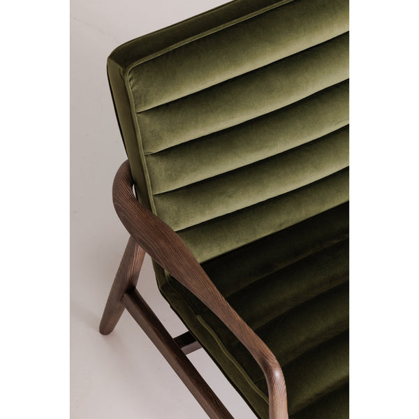 Moe's Home Anderson Armchair: Luxurious Dark Velvet Upholstery With Tufted Seating And Solid Ash Wood Frame Green Upholstery, 100% Polyester Fiber,Ash Wood Frame Pk-1098-27