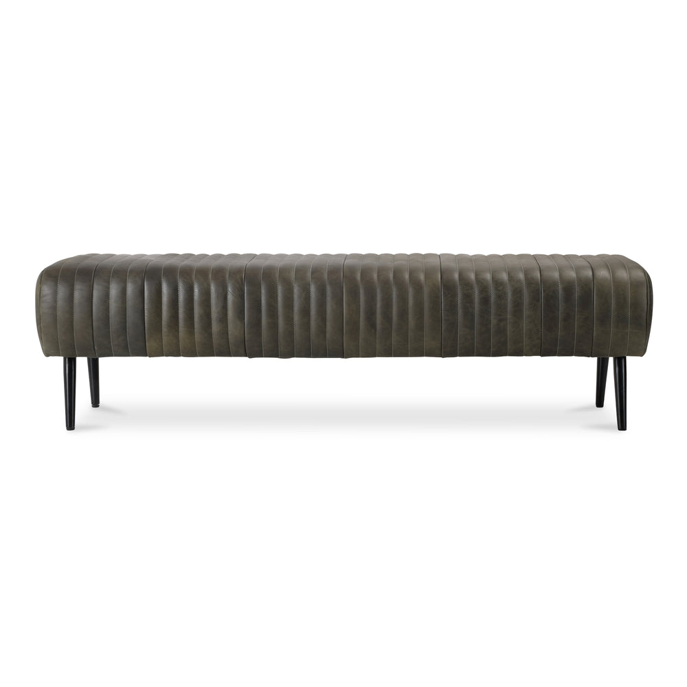 Moe's Home Endora Bench: Timeless Elegance With Luxurious Top-grain Leather And Sleek Brass Legs For Any Space Green Upholstery, Top Grain Leather,Iron Legs Pk-1105-16