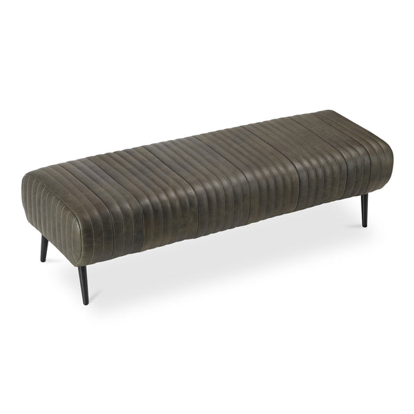 Moe's Home Endora Bench: Timeless Elegance With Luxurious Top-grain Leather And Sleek Brass Legs For Any Space Green Upholstery, Top Grain Leather,Iron Legs Pk-1105-16