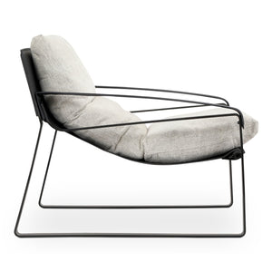 Moe's Home Connor Club Chair With Sleek Iron Frame And Luxurious Feather-filled Cushion For Ultimate Comfort White Upholstery, 100% Polyester Fiber,Iron Frame Pk-1110-37