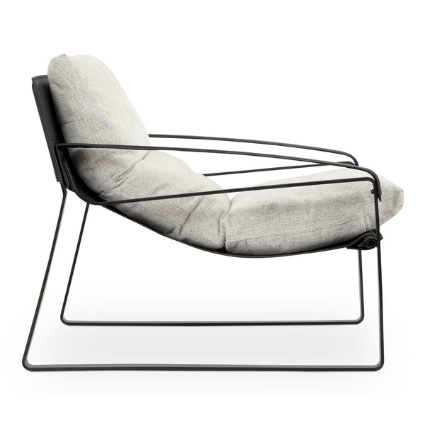 Moe's Home Connor Club Chair With Sleek Iron Frame And Luxurious Feather-filled Cushion For Ultimate Comfort White Upholstery, 100% Polyester Fiber,Iron Frame Pk-1110-37