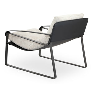 Moe's Home Connor Club Chair With Sleek Iron Frame And Luxurious Feather-filled Cushion For Ultimate Comfort White Upholstery, 100% Polyester Fiber,Iron Frame Pk-1110-37