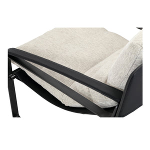 Moe's Home Connor Club Chair With Sleek Iron Frame And Luxurious Feather-filled Cushion For Ultimate Comfort White Upholstery, 100% Polyester Fiber,Iron Frame Pk-1110-37