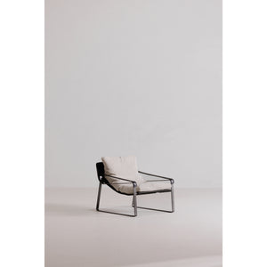 Moe's Home Connor Club Chair With Sleek Iron Frame And Luxurious Feather-filled Cushion For Ultimate Comfort White Upholstery, 100% Polyester Fiber,Iron Frame Pk-1110-37