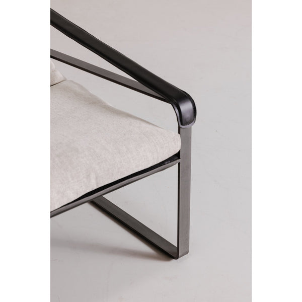 Moe's Home Connor Club Chair With Sleek Iron Frame And Luxurious Feather-filled Cushion For Ultimate Comfort White Upholstery, 100% Polyester Fiber,Iron Frame Pk-1110-37