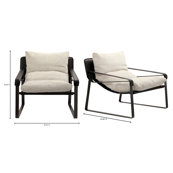 Moe's Home Connor Club Chair With Sleek Iron Frame And Luxurious Feather-filled Cushion For Ultimate Comfort White Upholstery, 100% Polyester Fiber,Iron Frame Pk-1110-37