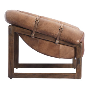 Moe's Home Bellos Accent Chair - Luxurious Mid-century Design In Top-grain Leather For Ultimate Comfort And Style Brown Upholstery, Top Grain Leather,Solid Rubberwood Frame Pk-1112-14