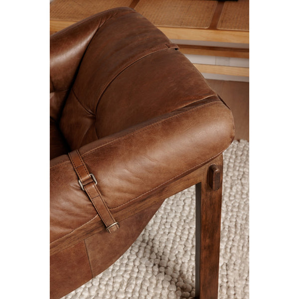 Moe's Home Bellos Accent Chair - Luxurious Mid-century Design In Top-grain Leather For Ultimate Comfort And Style Brown Upholstery, Top Grain Leather,Solid Rubberwood Frame Pk-1112-14