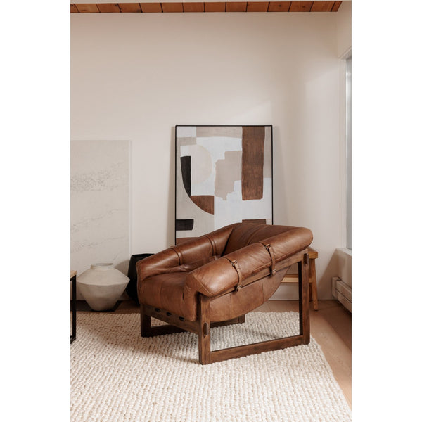 Moe's Home Bellos Accent Chair - Luxurious Mid-century Design In Top-grain Leather For Ultimate Comfort And Style Brown Upholstery, Top Grain Leather,Solid Rubberwood Frame Pk-1112-14