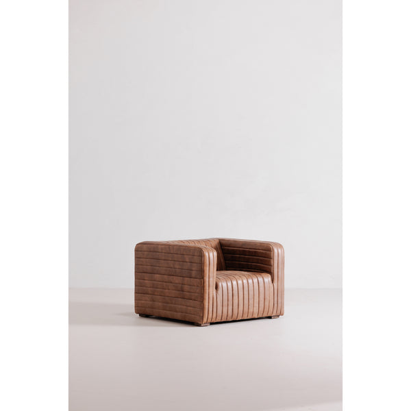 Moe's Home Castle Chair: Indulge In Premium Top-grain Leather Comfort With Solid Wood Frame & Spring Support Cushions Brown Upholstery, Top Grain Leather,Plywood Frame Pk-1113-14