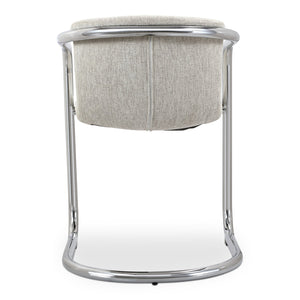 Moe's Home Freeman Dining Chair Set Of 2 – Modern Industrial Chrome Frame With Easy-clean Upholstery & Comfort White Upholstery, 100% Polyester Fibre,Chrome Iron Frame Pk-1114-37