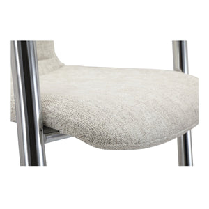 Moe's Home Freeman Dining Chair Set Of 2 – Modern Industrial Chrome Frame With Easy-clean Upholstery & Comfort White Upholstery, 100% Polyester Fibre,Chrome Iron Frame Pk-1114-37