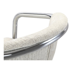 Moe's Home Freeman Dining Chair Set Of 2 – Modern Industrial Chrome Frame With Easy-clean Upholstery & Comfort White Upholstery, 100% Polyester Fibre,Chrome Iron Frame Pk-1114-37