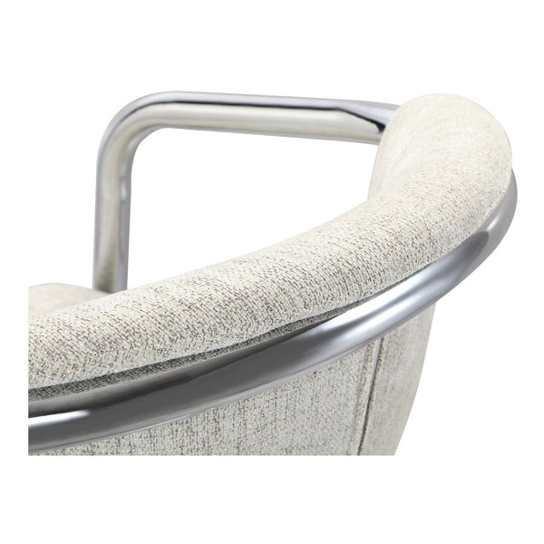 Moe's Home Freeman Dining Chair Set Of 2 – Modern Industrial Chrome Frame With Easy-clean Upholstery & Comfort White Upholstery, 100% Polyester Fibre,Chrome Iron Frame Pk-1114-37