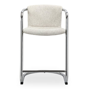 Moe's Home Freeman Chrome Frame Counter Stool Set - Modern Industrial Design With Easy-clean Upholstery White Upholstery, 100% Polyester Fibre,Chrome Iron Frame Pk-1115-37