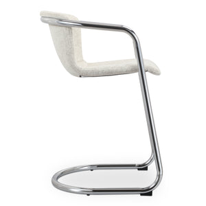 Moe's Home Freeman Chrome Frame Counter Stool Set - Modern Industrial Design With Easy-clean Upholstery White Upholstery, 100% Polyester Fibre,Chrome Iron Frame Pk-1115-37