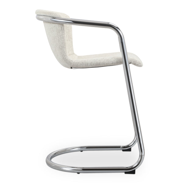 Moe's Home Freeman Chrome Frame Counter Stool Set - Modern Industrial Design With Easy-clean Upholstery White Upholstery, 100% Polyester Fibre,Chrome Iron Frame Pk-1115-37