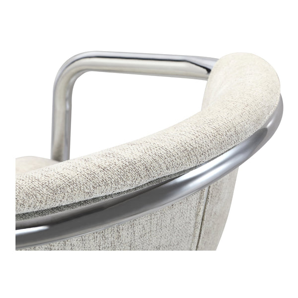 Moe's Home Freeman Chrome Frame Counter Stool Set - Modern Industrial Design With Easy-clean Upholstery White Upholstery, 100% Polyester Fibre,Chrome Iron Frame Pk-1115-37