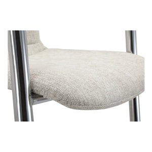 Moe's Home Freeman Chrome Frame Counter Stool Set - Modern Industrial Design With Easy-clean Upholstery White Upholstery, 100% Polyester Fibre,Chrome Iron Frame Pk-1115-37