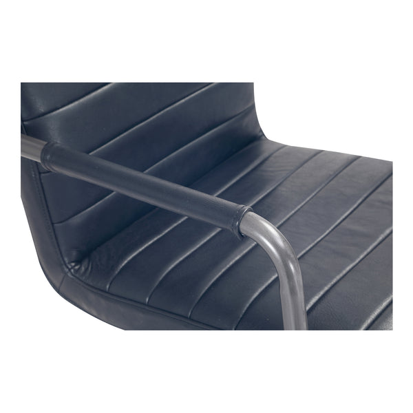 Moe's Home Roy Office Chair – Ergonomic Top-grain Leather Seating With Channel-seamed Upholstery For Comfort Black Top Grain Leather,Iron Base Pk-1116-02