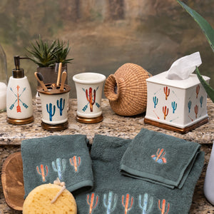 Hiend Accents Cactus Ceramic Bathroom Sets - Transform Your Space With 5-piece Southwestern Charm & Style! Multi Color Ceramic Pk175605