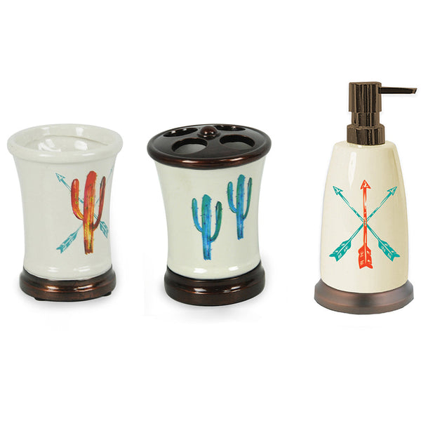 Hiend Accents Cactus Ceramic Bathroom Sets - Transform Your Space With 5-piece Southwestern Charm & Style! Multi Color Ceramic Pk175605