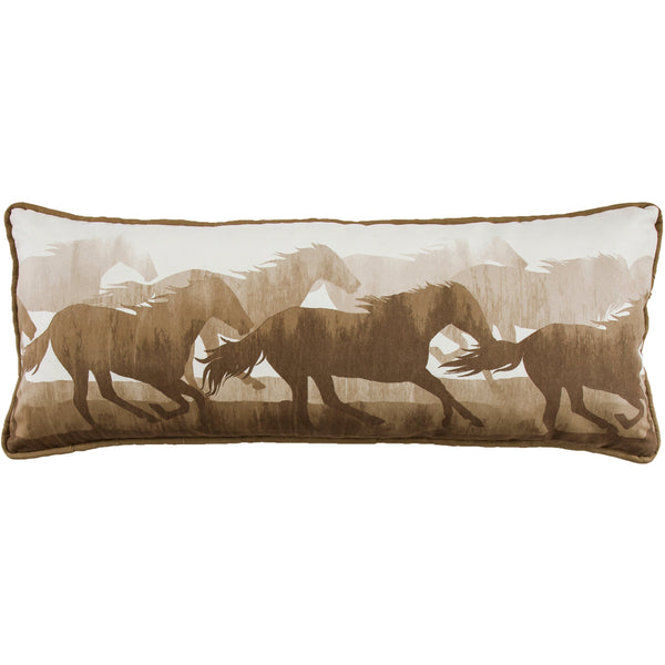 Hiend Accents Brown Horse Body Pillow - Captivating Rustic Decor With Serene Free-roaming Horses For Your Home Brown,White,Tan Shell, 100% Polyester,Fill, 100% Waterfowl Feathers Pl1821