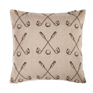 Hiend Accents Printed Burlap Golf Club & Ball Accent Pillow - Stylish Décor For Golf Enthusiasts And Homes Tan,Brown Shell, 100% Polyester,Filling, 100% Waterfowl Feathers. Pl1826