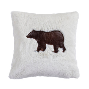 Hiend Accents Shearling Cozy Bear Throw Pillow - Enhance Your Lodge Decor With Comfort And Charming Design White,Brown Shell, 100% Polyester,Fill, 100% Waterfowl Feathers Pl1827