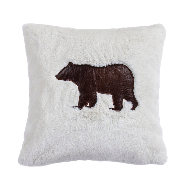 Hiend Accents Shearling Cozy Bear Throw Pillow - Enhance Your Lodge Decor With Comfort And Charming Design White,Brown Shell, 100% Polyester,Fill, 100% Waterfowl Feathers Pl1827