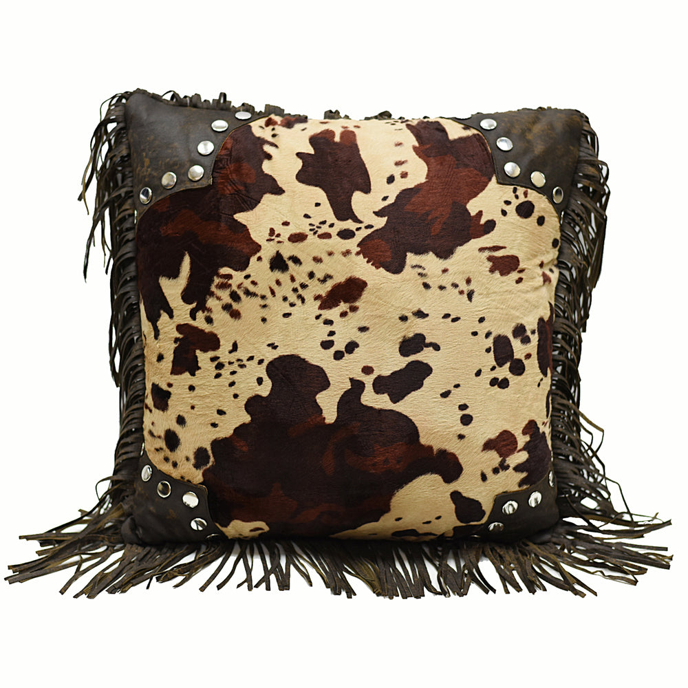 Hiend Accents Scalloped Faux Cowhide Throw Pillow - Luxurious Accent For Western-inspired Home Décor And Style Brown,Tan Shell, 100% Polyester,Fill, 100% Polyester Pl3116