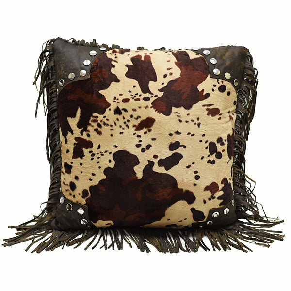 Hiend Accents Scalloped Faux Cowhide Throw Pillow - Luxurious Accent For Western-inspired Home Décor And Style Brown,Tan Shell, 100% Polyester,Fill, 100% Polyester Pl3116