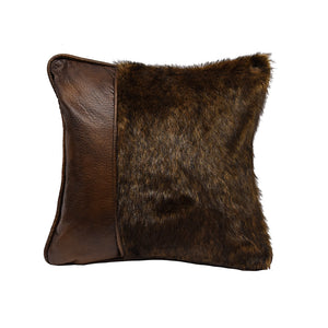 Hiend Accents Faux Leather & Fur Throw Pillow - Rustic Charm Meets Contemporary Flair For Stylish Home Décor Brown Shell, 100% Polyester. Filling, 100% Polyester Pl3142