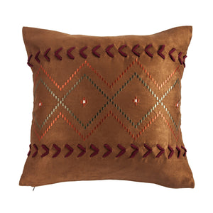 Hiend Accents Solace Embroidered Aztec Throw Pillow - Luxurious Comfort Meets Southwestern Charm For Your Home Brown Shell, 100% Polyester,Fill, 100% Waterfowl Feathers Pl3150