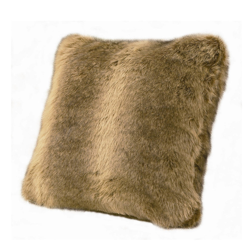 Hiend Accents Faux Wolf Fur Oversized Throw Pillow - Luxurious Plush Comfort For Elegant Home Décor And Cozy Nights Brown Shell, 82% Acrylic,18% Polyester,Fill, 100% Waterfowl Feathers Pl4001-ls-wf