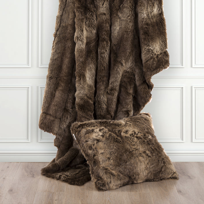 Hiend Accents Faux Wolf Fur Oversized Throw Pillow - Luxurious Plush Comfort For Elegant Home Décor And Cozy Nights Brown Shell, 82% Acrylic,18% Polyester,Fill, 100% Waterfowl Feathers Pl4001-ls-wf