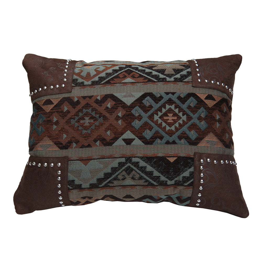 Hiend Accents Del Rio Scalloped Chenille Oblong Pillow – Elevate Your Decor With Southwestern Chic And Elegance Brown,Navy Shell, 100% Polyester,Fill, 100% Polyester Pl4103
