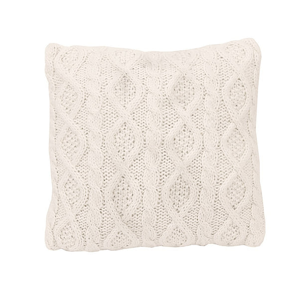 Hiend Accents Cable Knit Soft Diamond Throw Pillow - Elevate Your Space With Cozy Luxury And Timeless Design Cream Shell, 70% Acrylic,30% Wool,Fill, 100% Waterfowl Feathers Pl5002-os-cr