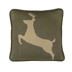 Hiend Accents Knitted Deer Pillow - Cozy Reversible Throw With Rustic Charm, Faux Leather Back For Stylish Comfort Green Shell, Front, 100% Acrylic. Back, 100% Polyester. Filling, 100% Polyester Pl5002-os-de