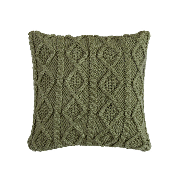 Hiend Accents Cable Knit Soft Diamond Throw Pillow - Elevate Your Space With Cozy Luxury And Timeless Design Sage Green Shell, 70% Acrylic,30% Wool,Fill, 100% Waterfowl Feathers Pl5002-os-gr