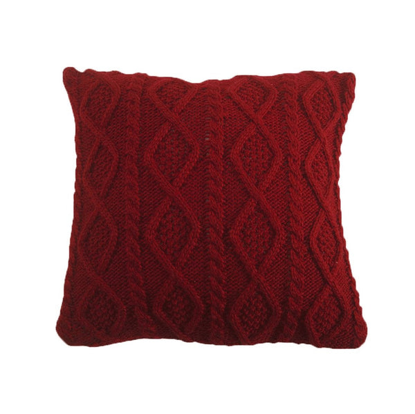Hiend Accents Cable Knit Soft Diamond Throw Pillow - Elevate Your Space With Cozy Luxury And Timeless Design Red Shell, 70% Acrylic,30% Wool,Fill, 100% Waterfowl Feathers Pl5002-os-rd