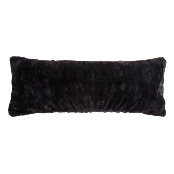Hiend Accents Ruched Rabbit Lumbar Pillow - Luxurious Comfort With Elegant Ruching For Chic Home Décor Enhancement Black Shell, 100% Polyester,Fill, 100% Waterfowl Feathers Pl5004-ls-bk