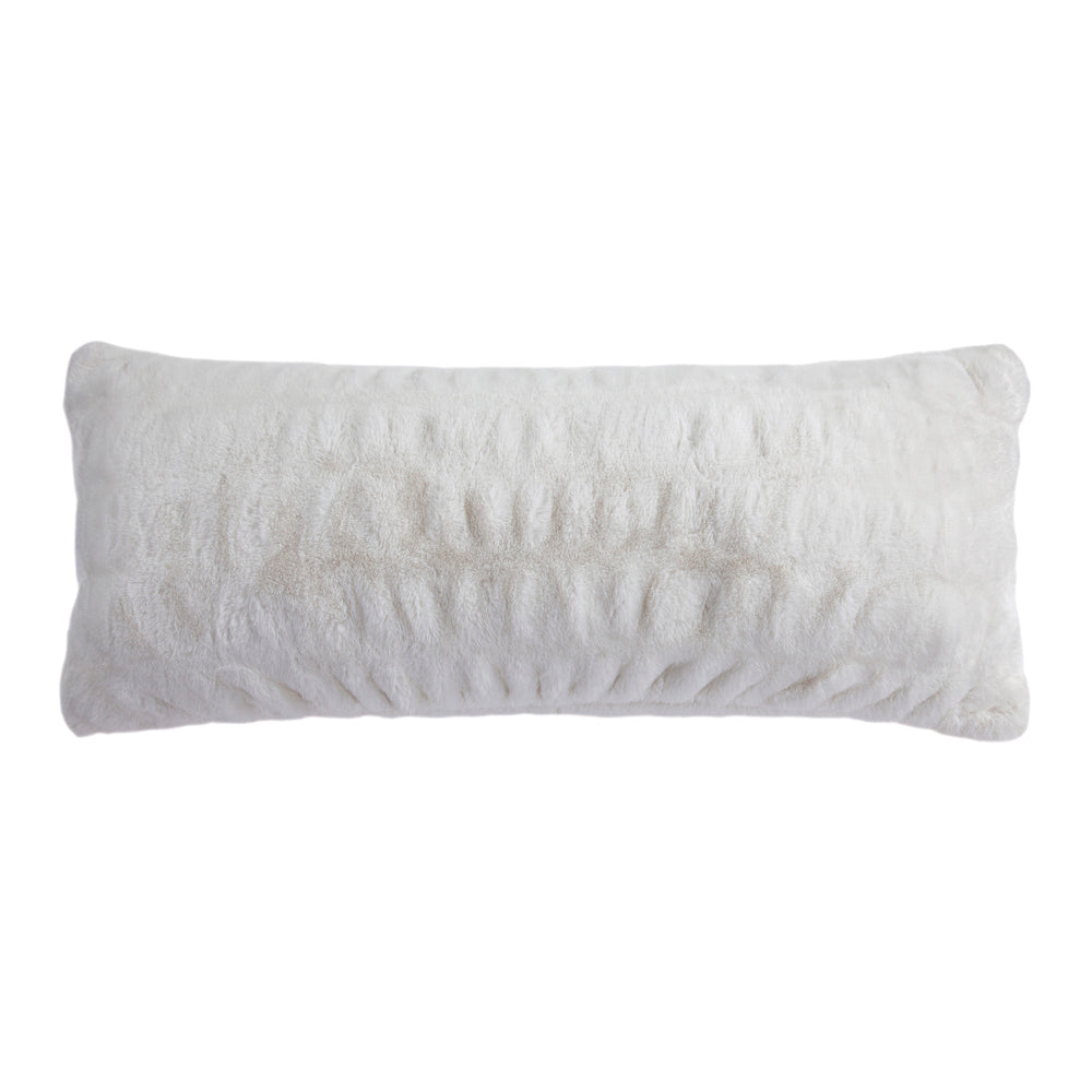 Hiend Accents Ruched Rabbit Lumbar Pillow - Luxurious Comfort With Elegant Ruching For Chic Home Décor Enhancement White Shell, 100% Polyester,Fill, 100% Waterfowl Feathers Pl5004-ls-wh