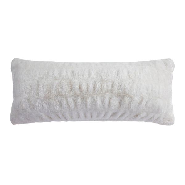 Hiend Accents Ruched Rabbit Lumbar Pillow - Luxurious Comfort With Elegant Ruching For Chic Home Décor Enhancement White Shell, 100% Polyester,Fill, 100% Waterfowl Feathers Pl5004-ls-wh