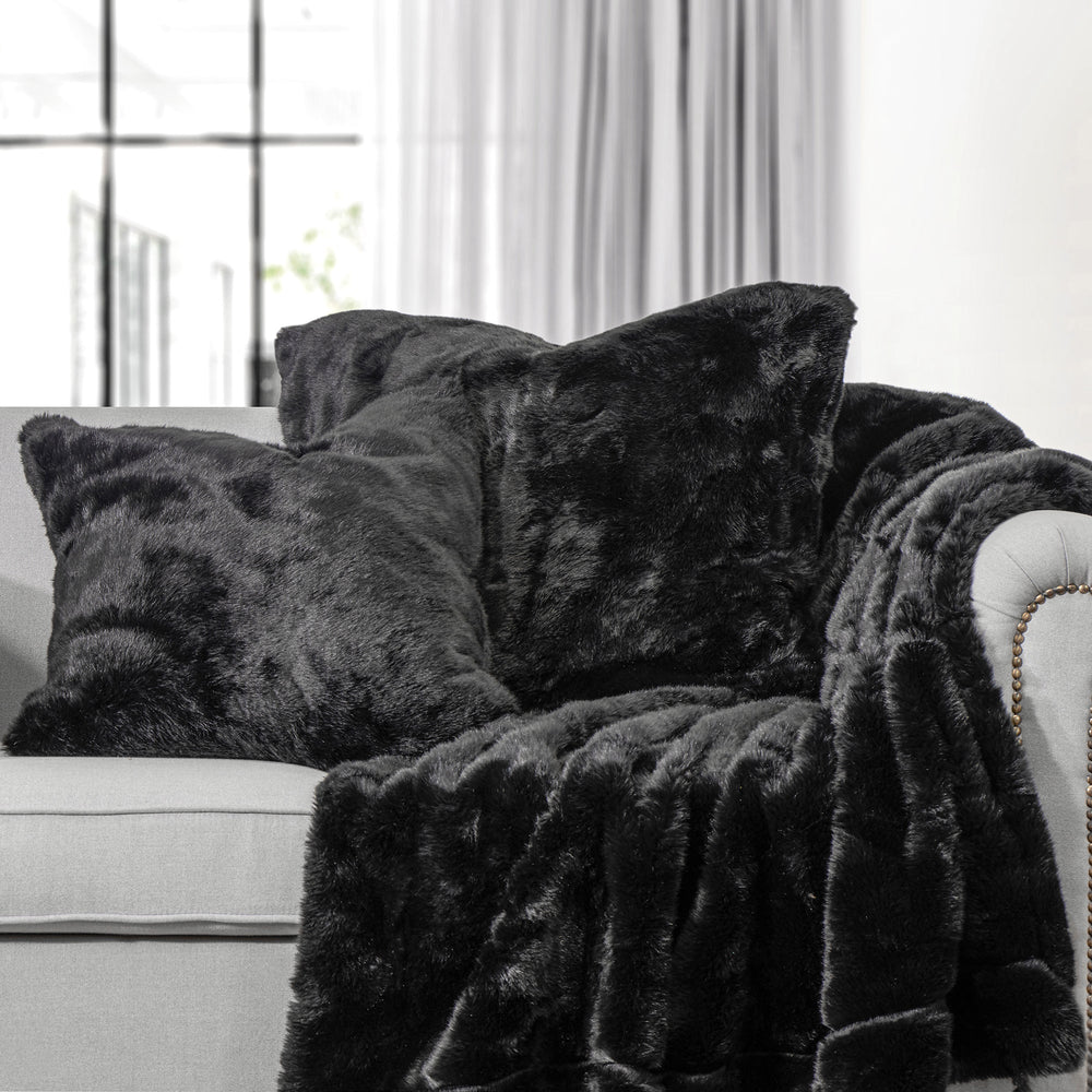 Hiend Accents Arctic Bear Pillow - Luxurious Faux Fur Accent Piece For Cozy Living Spaces And Stylish Décor Black Shell, 82% Acrylic,18% Polyester,Fill, 100% Waterfowl Feathers Pl5005-ab-bk